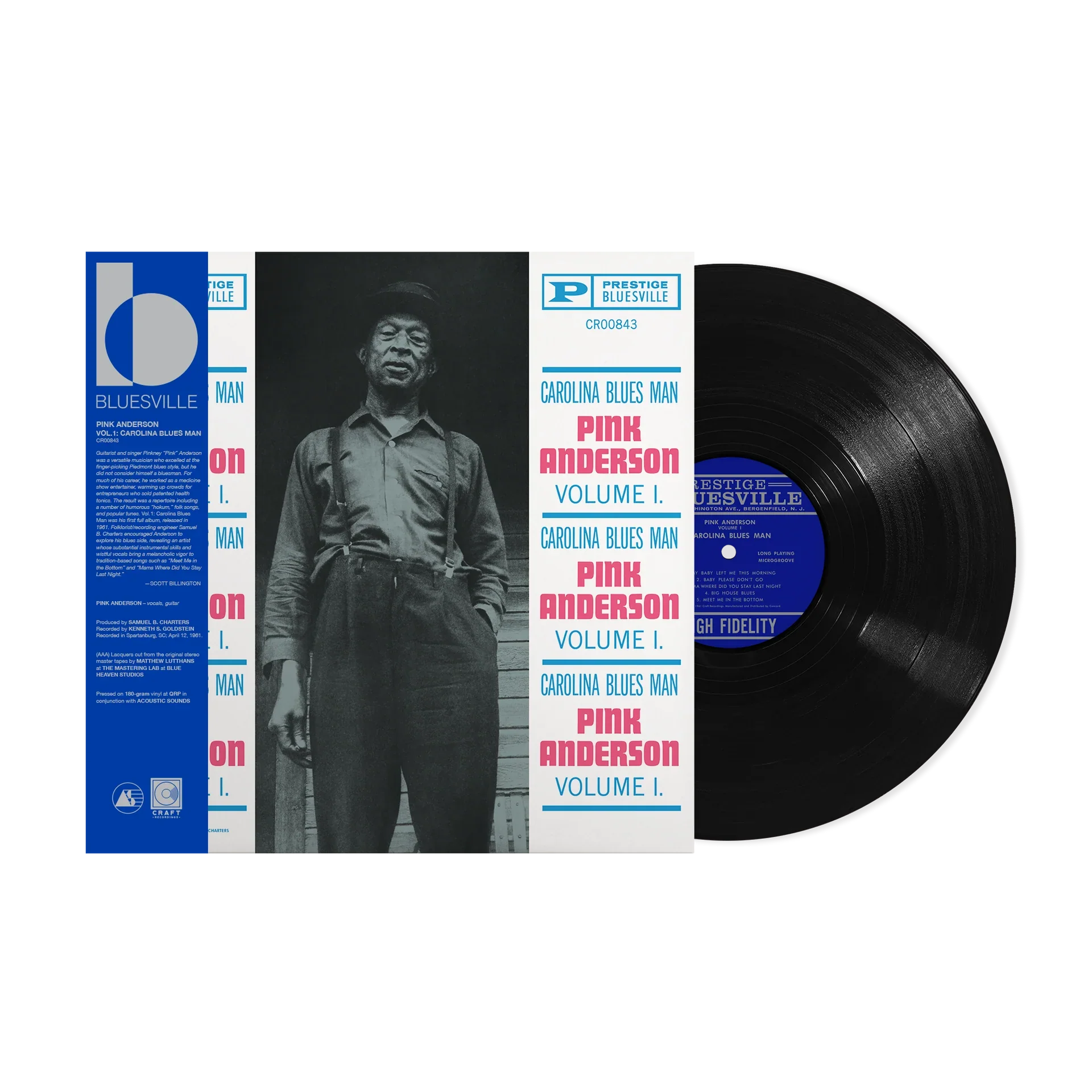 Pink Anderson - Volume 1: Carolina Blues Man - Bluesville Acoustic Sounds Series LP