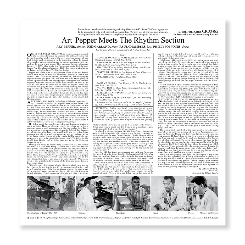 Art Pepper - Meets The Rhythm Section - Stereo Contemporary LP