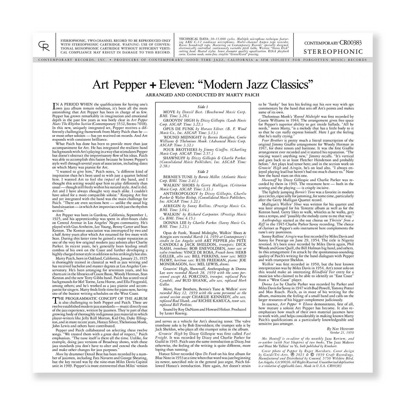 Art Pepper - +11 - Contemporary LP